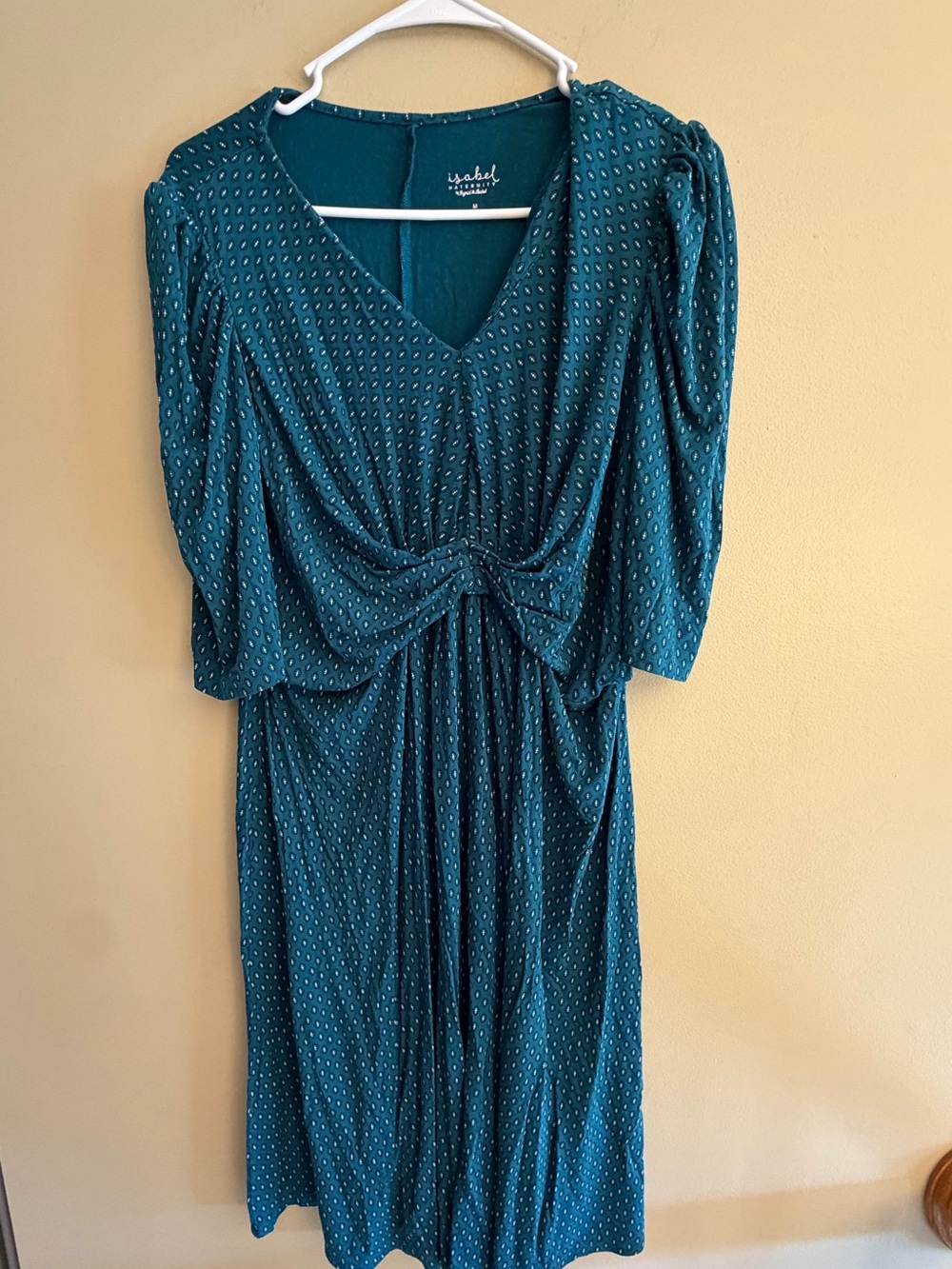 Isabel Maternity Teal Knot-Front Dress
